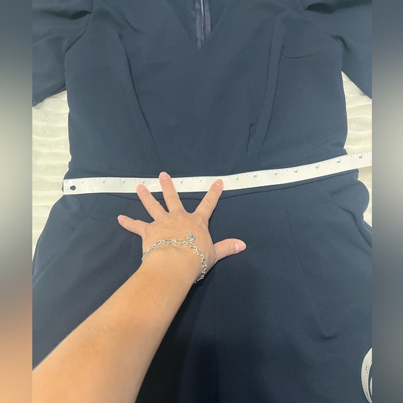 Express blue jumpsuit ruffle sleeve - Picture 9 of 10